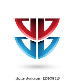 Vector Illustration of Red and Blue Shield Like Shape of Letter B isolated on a White Background
