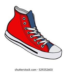 Vector Illustration Red Blue Sports Sneakers Stock Vector (Royalty Free ...