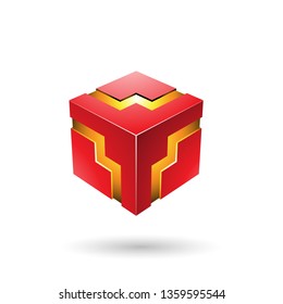 Vector Illustration of Red Bold Zigzag Cube isolated on a white background
