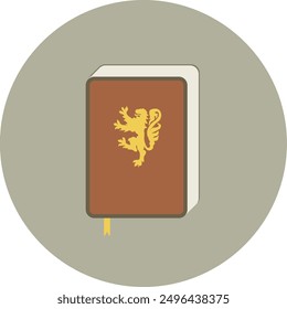 Vector illustration of red book with golden lion