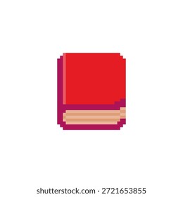 Ilustración vectorial de un libro rojo con Pixel Art Design, perfecto para diseños temáticos de activos de juego