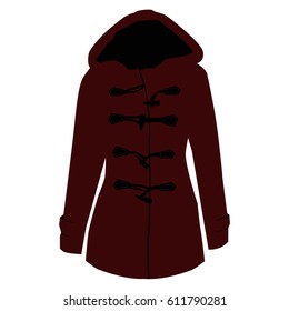 Vector illustration red bordo pea, trench coat design.