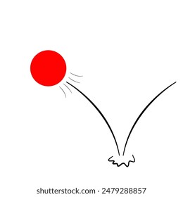 Vector illustration of red bouncing ball.