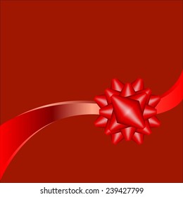 Vector illustration of Red bow on a red background.