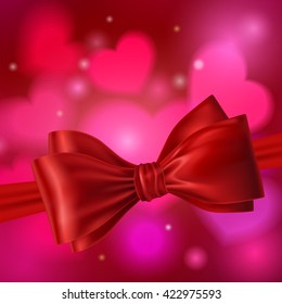 Vector illustration of red bow with ribbons