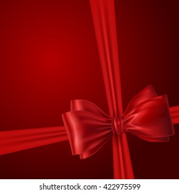 Vector illustration of red bow with ribbons