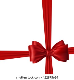 Vector illustration of red bow with ribbons