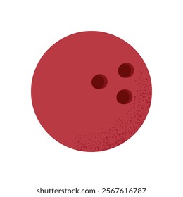 Vector illustration of a red bowling ball with holes. Bowling equipment, sport, recreational activity.Simple flat style isolated on white background.