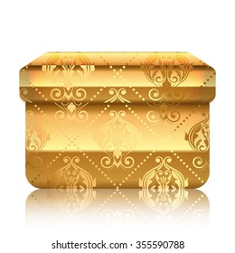 Vector illustration of red box with gold ornamets