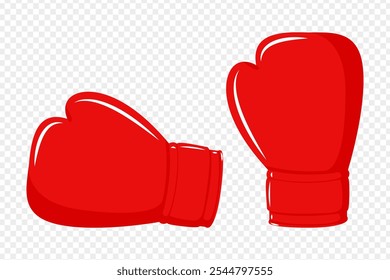 Vector illustration of red boxing gloves on transparent background