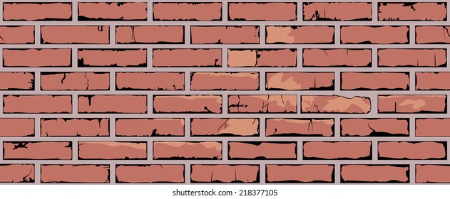 Vector illustration of red brick wall seamless background