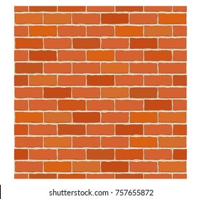 A vector illustration of a red brick wall made of several bricks with a concrete type filling in between the gaps , nice background 