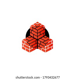 vector illustration of red bricks for the home building services logo. symbol for home improvement services. company in the housing sector