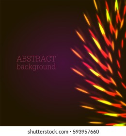 Vector illustration of red bright bokeh shining flares of street evening lights, fireworks and disco ball sparkles.