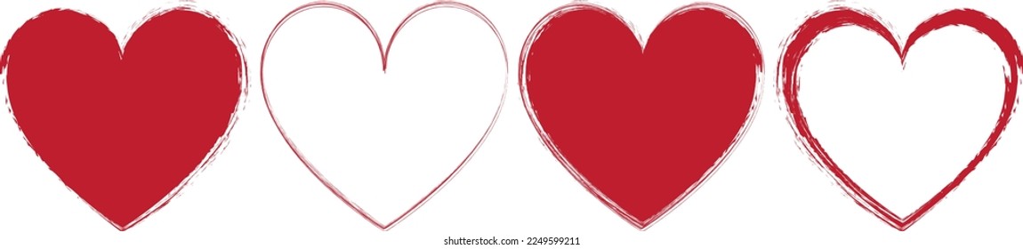 vector illustration of red brush painted stamp heart frame banner - Valentine's Day concept