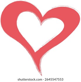 vector illustration of red brush painted stamp heart frame banner - Valentine's Day concept