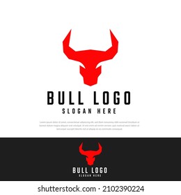 Vector illustration of red bull head logo design, bull symbol