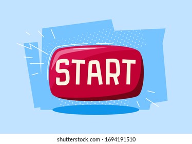 Vector illustration of a red button labeled start