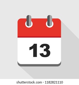 vector illustration of red calendar 13 icon EPS10