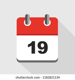 vector illustration of red calendar 19 icon EPS10