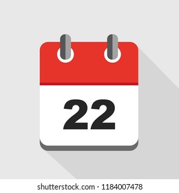 vector illustration of red calendar 22 icon EPS10