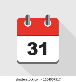vector illustration of red calendar 31 icon EPS10