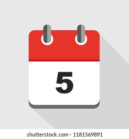 vector illustration of red calendar 5 icon EPS10