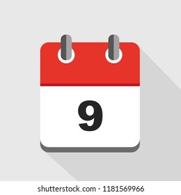 vector illustration of red calendar 9 icon EPS10
