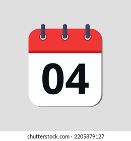 Vector illustration of red calendar icon marked on day 04.
