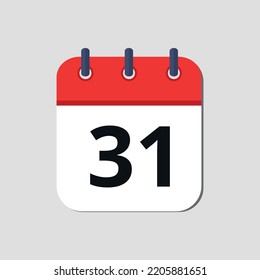 Vector illustration of red calendar icon marked on day 31.