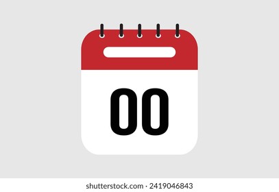 Icono vectorial del calendario rojo marcado el día 00.