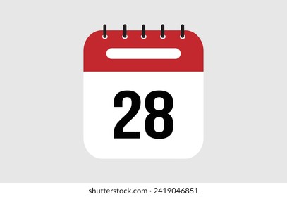 Vector illustration of red calendar icon marked on day 28.