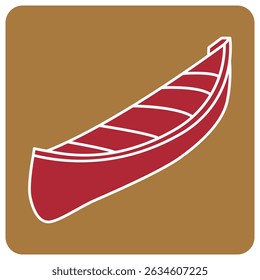 A vector illustration of a red canoe on an brown background