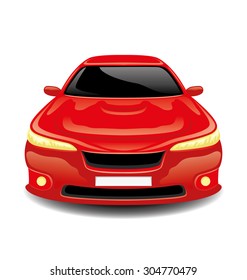 Vector illustration. Red car.