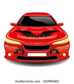 Vector illustration. Red car.