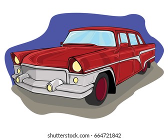 Vector Illustration. Red Car. Cartoon.