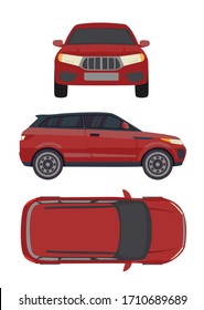 Vector illustration: red car in different angles
