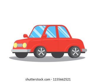 Vector illustration of a red car. Flat style.