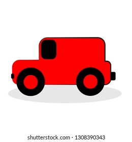 Vector illustration of red car on white background