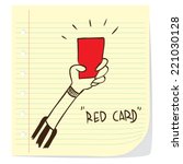 Vector illustration of red card given by soccer referee in doodle style