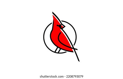 Vector illustration of red cardinal bird in simple, modern and elegant design. Suitable for used on general business