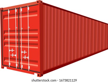 Vector illustration of an red cargo container on a white background