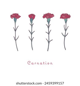 Ilustración vectorial de clavel rojo