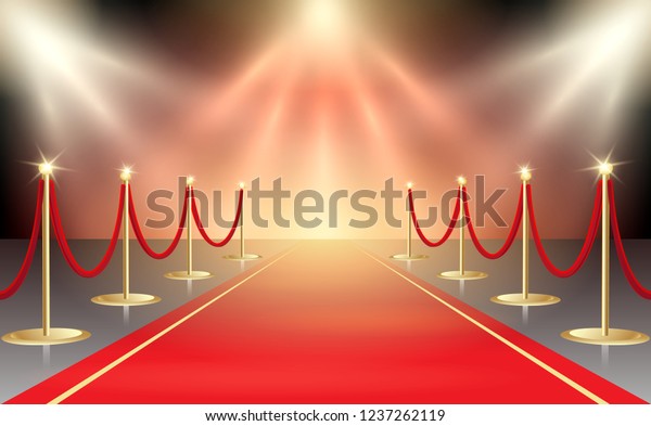 お祭り気分のステージライトに赤いカーペットのベクターイラスト イベントデザインエレメント ベクターイラスト のベクター画像素材 ロイヤリティフリー