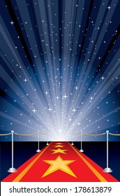 Vector Illustration With Red Carpet And Star Burst