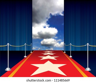 vector illustration of red carpet with stars