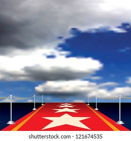 ilustración vectorial de alfombra roja con estrellas