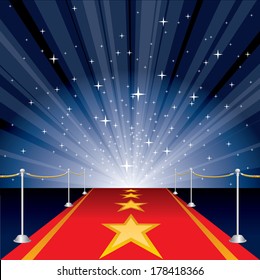 vector illustration with red carpet and stars