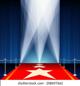 vector illustration with red carpet and stars 