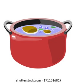 Vector Illustration Red Casserole Food Water Stock Vector (Royalty Free ...